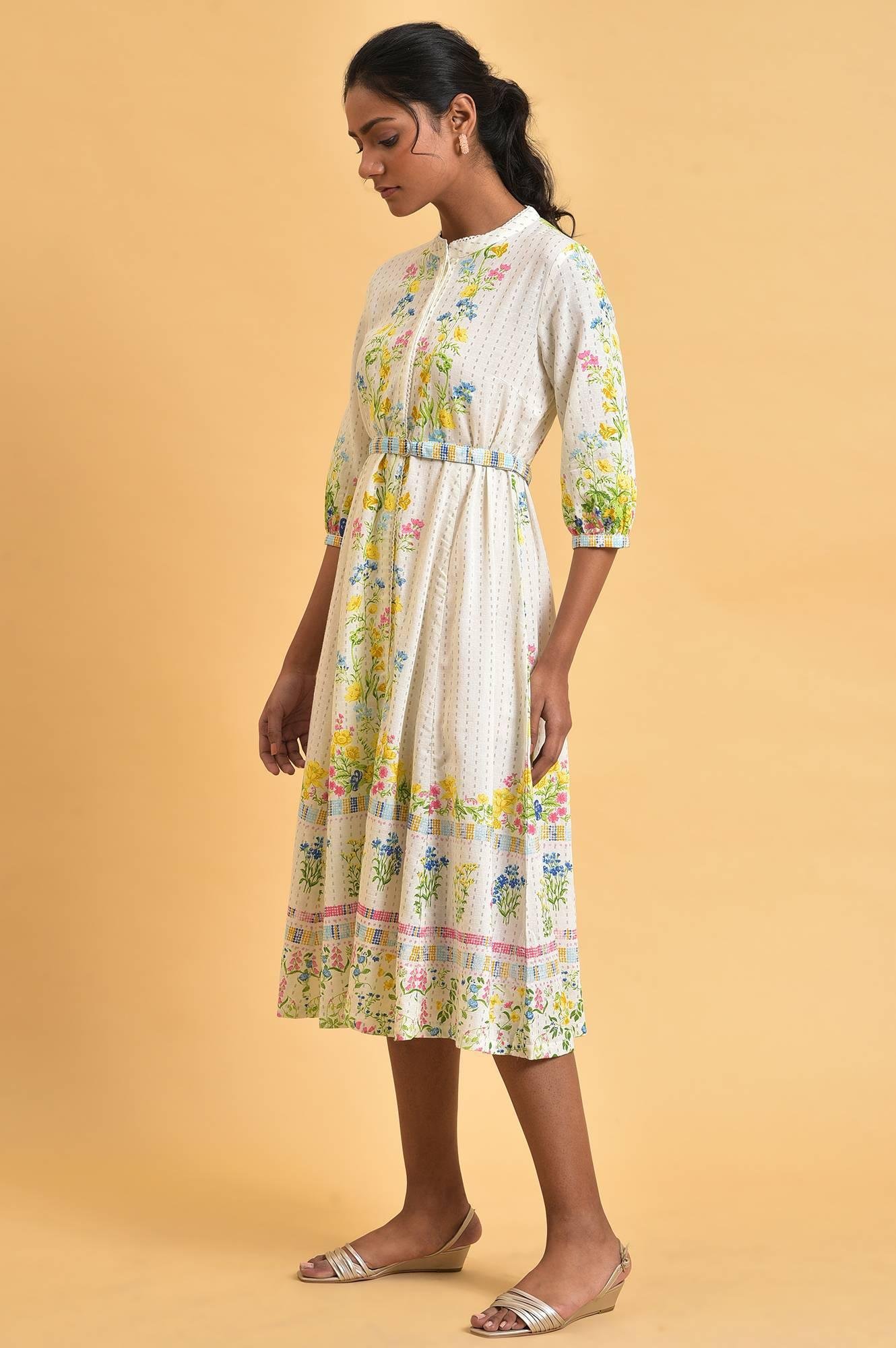 White Floral Summer Vacay Dress - View 5